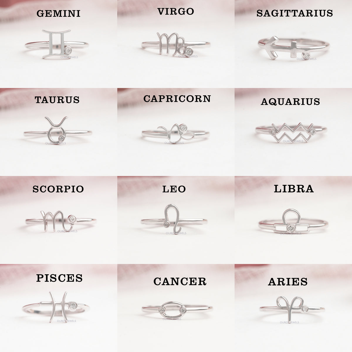 Classic Constellation Horoscope Zodiac Sign Ring Silver Color Stainless  Steel Cancer Leo Virgo Rings Hip Hop